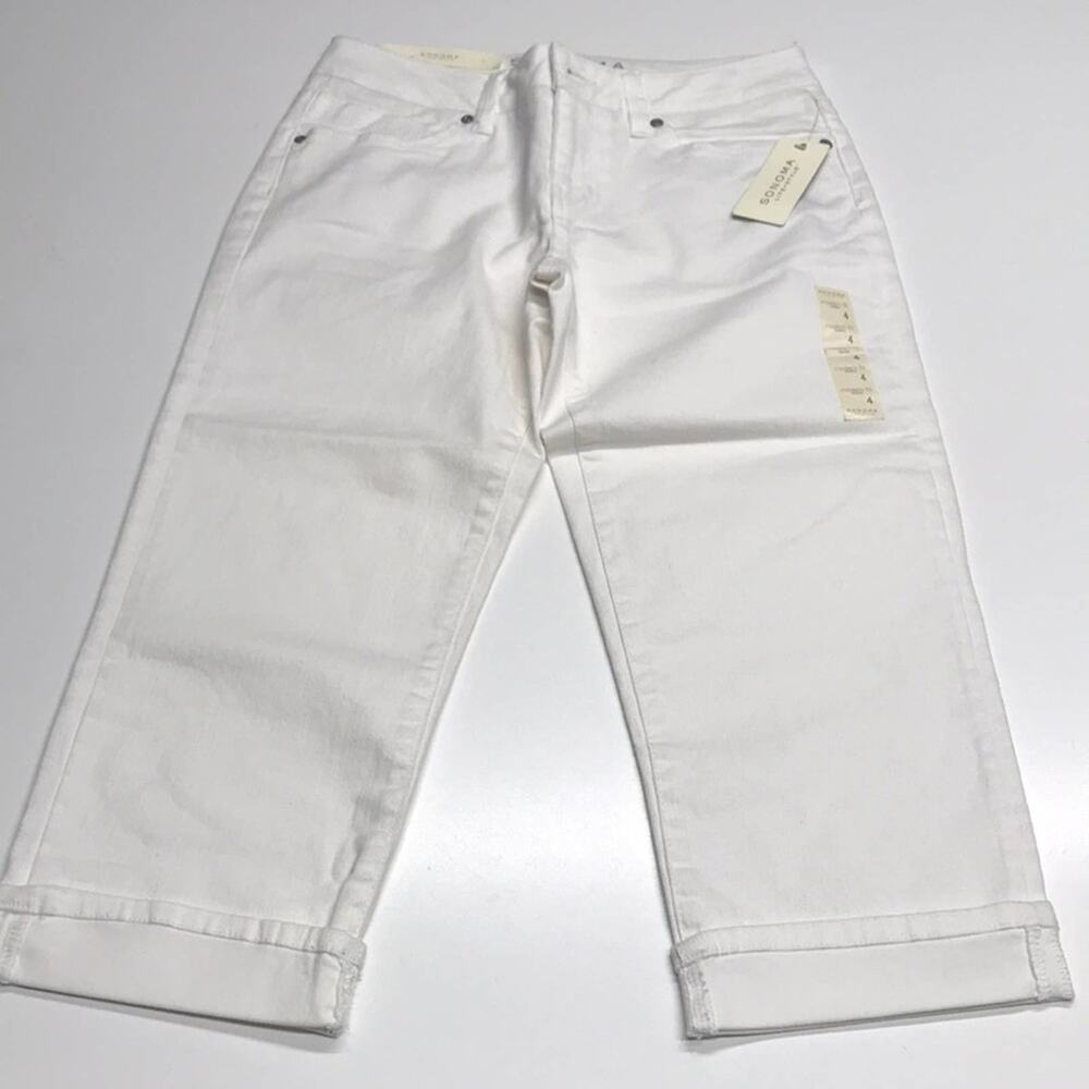 SONOMA Womens 4 Modern Fit Capri White Jeans
